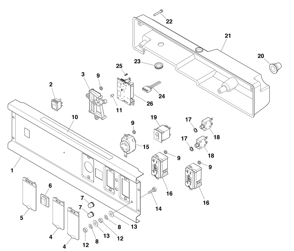Control Panel Diagram and Parts List for 030793-00  Briggs and Stratton Generator